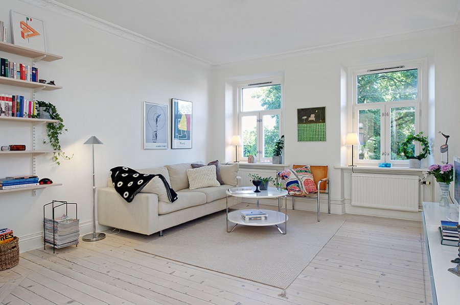 Скандинавский интерьер трехкомнатной квартиры в Швеции